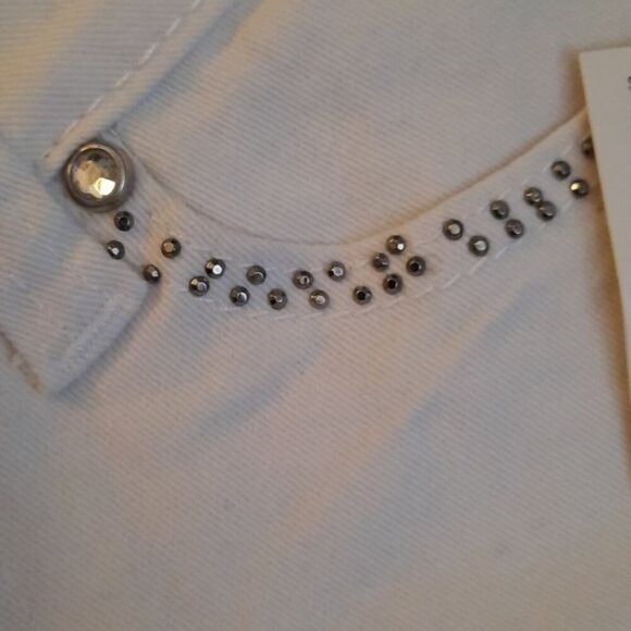 Klip Jeans NWT White Rhinestone 5 Pocket Low Rise Skinny Denim Jeans Size 7 - Picture 8 of 16